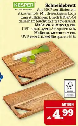 Marktkauf Kesper schneidebrett Angebot