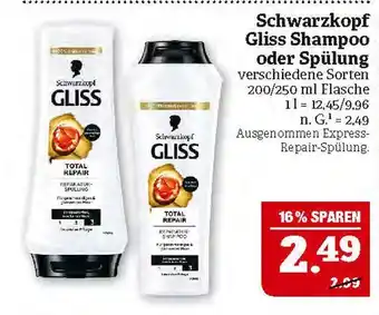 Marktkauf Schwarzkopf gliss shampoo oder spülung Angebot