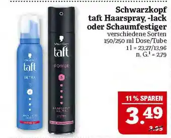 Marktkauf Schwarzkopf taft haarspray,-lack oder schaumfestiger verschiedene sorten Angebot