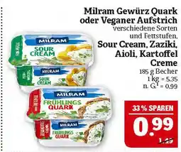 Marktkauf Milram gewürz quark oder veganer aufstrich oder sour cream, zaziki, aioli, kartoffel creme Angebot