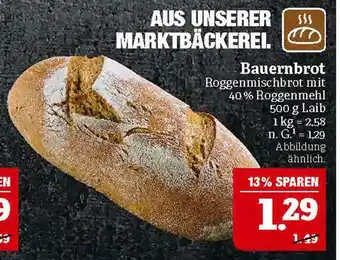 Marktkauf Bauernbrot roggenmischbrot mit 40% roggenmehl Angebot