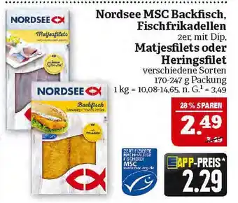 Marktkauf Nordsee msc backfisch, fischfrikadellen, matjesfilets oder heringsfilet Angebot