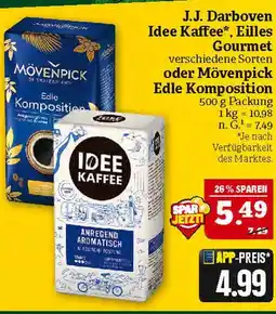 Marktkauf J.j. darboven idee kaffee, eilles gourmet verschiedene sorten oder mövenpick edle komposition Angebot