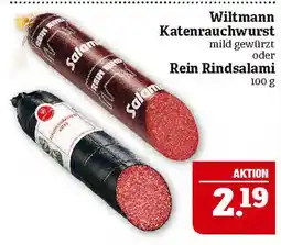 Marktkauf Wiltmann katenrauchwurst rein rindsalami Angebot