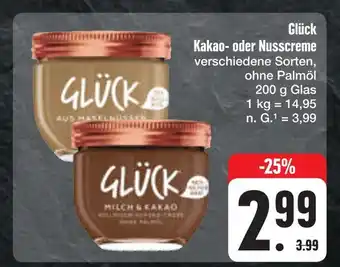 E-Center Glück kakao- oder nusscreme Angebot