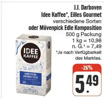 nah & gut J.j. darboven idee kaffee, eilles gourmet oder mövenpick edle komposition Angebot