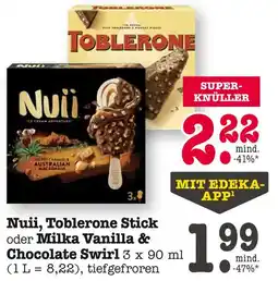 E-Center Nuii toblerone stick oder milka vanilla & chocolate swirl Angebot