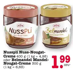 E-Center Zentis nusspli nuss-nougat-creme oder belmandel mandel-nougat-creme Angebot