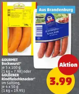 PENNY GOURMET Bockwurst oder GOLBENER Rindfleischknacker Angebot