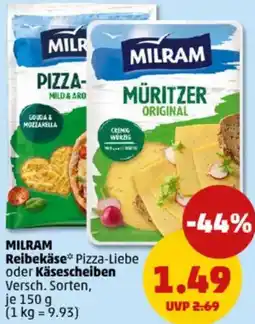 PENNY MILRAM Reibekäse oder Käsescheiben Angebot