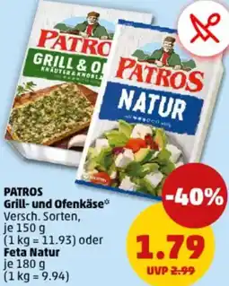 PENNY PATROS Grill-und Ofenkäse oder Feta Natur Angebot