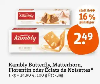 tegut Kambly butterfly, matterhorn, florentin oder éclats de noisettes Angebot