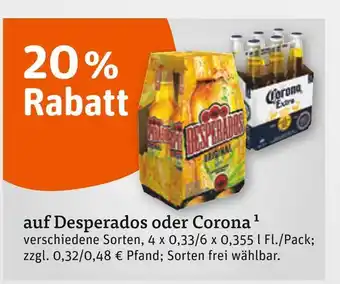 tegut Desperados oder corona 20 % rabatt Angebot