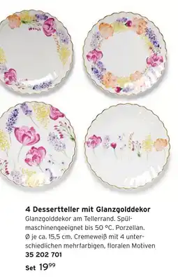 Tchibo 4 dessertteller mit glanzgoldd dekor Angebot