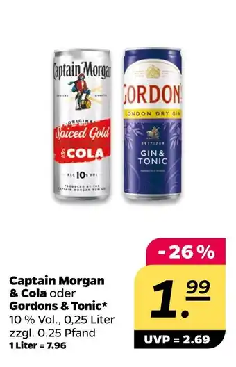 NETTO Captain morgan & gordons captain morgan & cola oder gordons & tonic Angebot