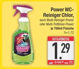 Edeka Gut&günstig power wc-reiniger chlor, auch multi-reiniger-power oder multi-fettlöser-power Angebot