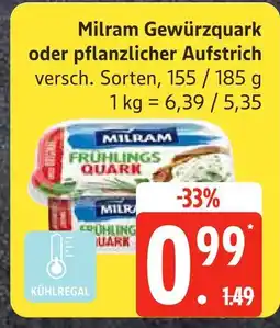 Edeka Milram gewürzquark oder pflanzlicher aufstrich Angebot