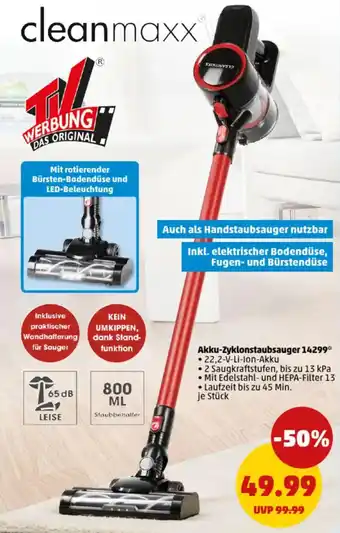 PENNY Cleanmaxx Akku-Zyklonstaubsauger 14299 Angebot