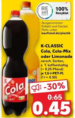 Kaufland K-CLASSIC Cola, Cola-Mix oder Limonade Angebot