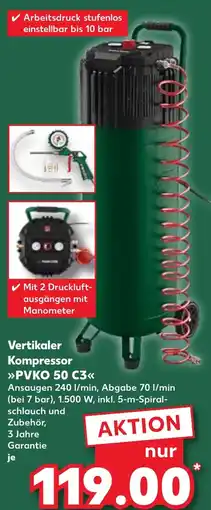 Kaufland Vertikaler Kompressor PVKO 50 C3 Angebot