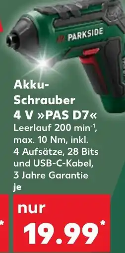 Kaufland Akku- Schrauber 4 V PAS D7 Angebot