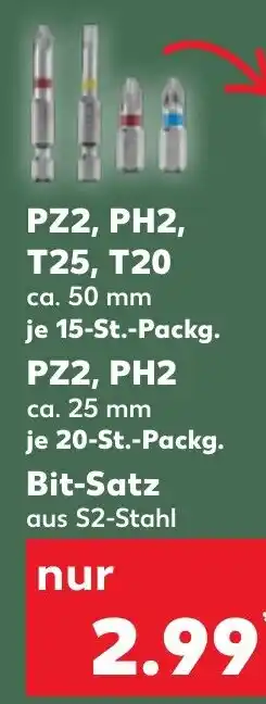 Kaufland PZ2, PH2, T25, T20 Bit Satz Angebot