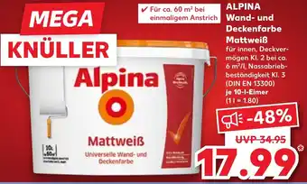 Kaufland ALPINA Wand- und Deckenfarbe Mattweiß Angebot