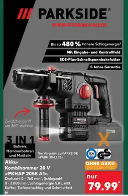 Kaufland PARKSIDE Akku- Kombihammer 20 V >>PKHAP 2058 A1<< Angebot