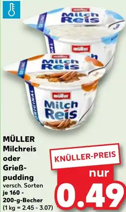 Kaufland MÜLLER Milchreis oder Grieß- pudding Angebot