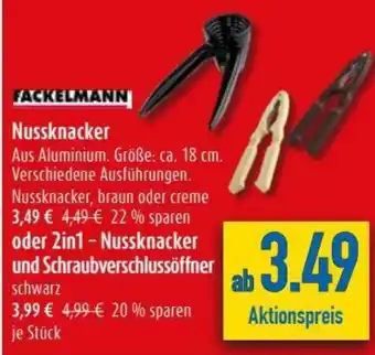 diska Fackelmann Nussknacker oder 2in1 Nusskacker und Schraubverschlussöffner Angebot