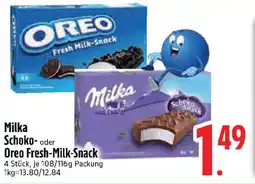 Edeka Milka Schoko- oder Oreo Fresh-Milk-Snack Angebot