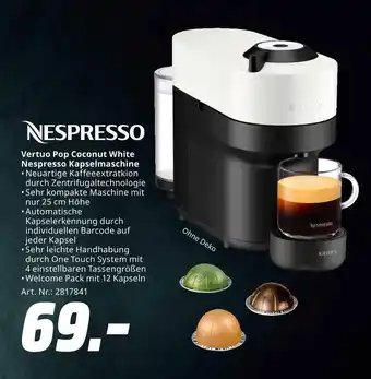 MediaMarkt Nespresso vertuo pop coconut white nespresso kapselmaschine Angebot