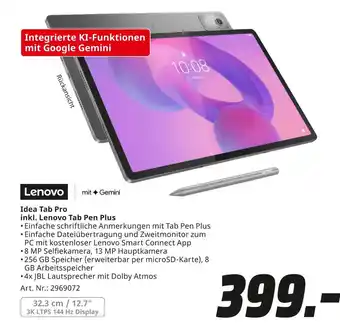 MediaMarkt Lenovo idea tab pro inkl. lenovo tab pen plus Angebot