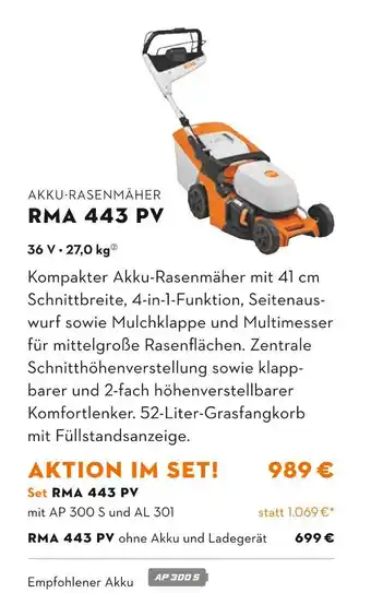 STIHL Stihl akku-rasenmäher rma 443 pv Angebot