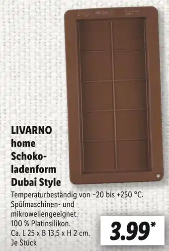 Lidl Livarno schokoladenform dubai style Angebot