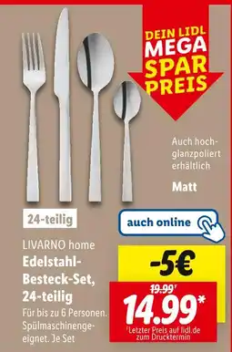 Lidl Livarno home edelstahl-besteck-set, 24-teilig Angebot