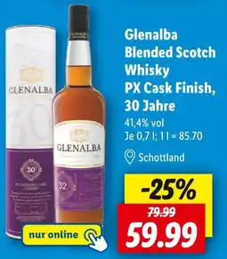 Lidl Glenalba blended scotch whisky px cask finish, 30 jahre Angebot