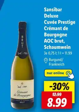 Lidl Sansibar deluxe cuvée prestige crémant de bourgogne aoc brut, schaumwein Angebot