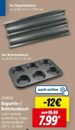 Lidl Zenker baguette-/brötchenblech Angebot