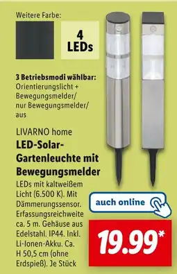 Lidl Livarno home led-solar-gartenleuchte mit bewegungsmelder Angebot