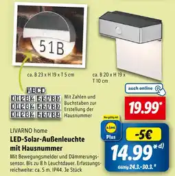 Lidl Livarno home led-solar-außenleuchte mit hausnummer Angebot