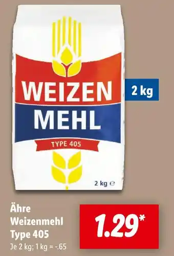 Lidl Ähre weizenmehl type 405 Angebot