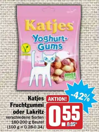 AEZ Katjes Fruchtgummis oder Lakritz 200g Beutel Angebot