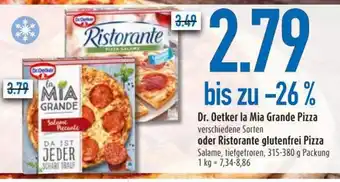 diska Dr. Oetker La Mia Grande Pizza oder Ristorante glutenfrei Pizza 315-380g Angebot