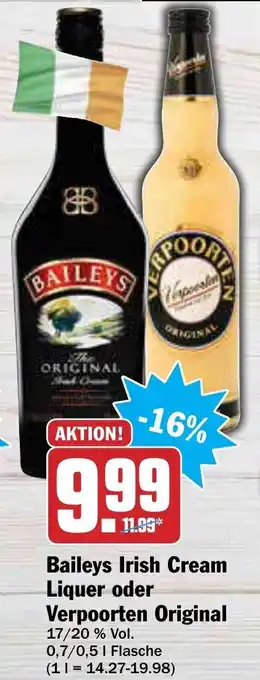 AEZ Baileys Irish Cream Liquer oder Verpoorten Original 0,7/0,5L Angebot