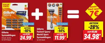 Lidl Gillette Systemklingen + Fusion5 Sport/ Mach3 Sport Systemklingen Angebot