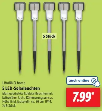 Lidl LIVARNO home 5 LED-Solarleuchten Angebot