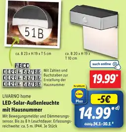 Lidl LIVARNO home LED-Solar-Außenleuchte mit Hausnummer Angebot