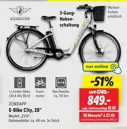 Lidl ZUNDAPP E-Bike City, 28" Angebot