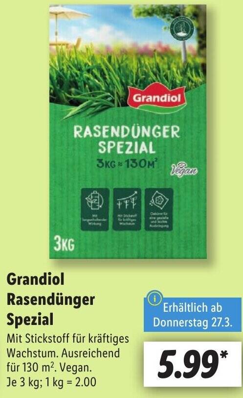 Grandiol Rasendnger Spezial 3 kg Angebot bei Lidl